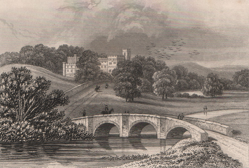Haddon Hall, Derbyshire. DUGDALE 1845 old antique vintage print picture